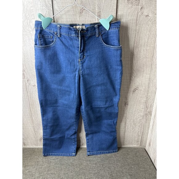 Emily B Pants - Emily B Womens Blue Denim Capri Jeans Size 10 Straight Leg Stretch
